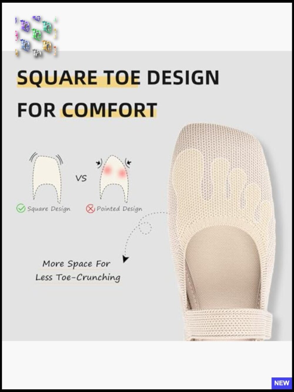 Breathable Knit Flats Slip On Ballet Shoes Wide Toe Box Comfort Office Casual - Picture 3 of 7